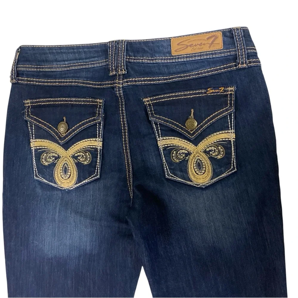 Seven7 Women's Boot Cut Jeans Size 8 Back Pocket Embroidery Festival Denim - Picture 14 of 16